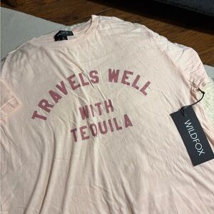 NWT Wildfox Travels Well With Tequila T-Shirt Pink S NEW